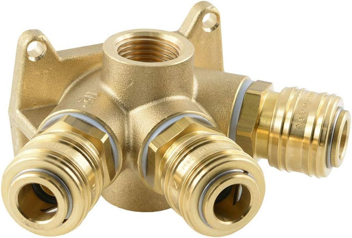 Fittingteile - Wanddose Druckluftverteiler mit 3x Druckluftkupplung NW 7,2 - G 1/2", G 1/2"