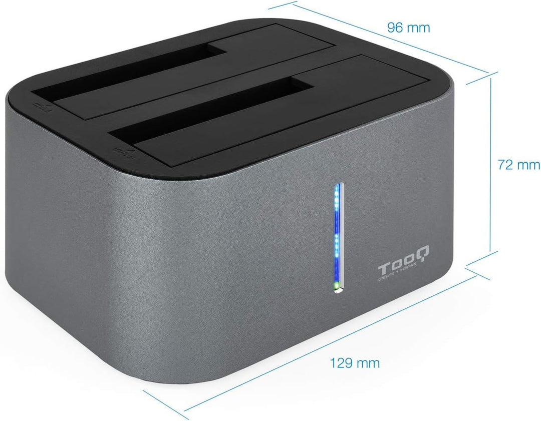 TOOQ TQDS-805G – Dockingstation mit Dual-SATA-Schacht für 2,5-Zoll- und 3,5-Zoll-Laufwerke, USB 3.0
