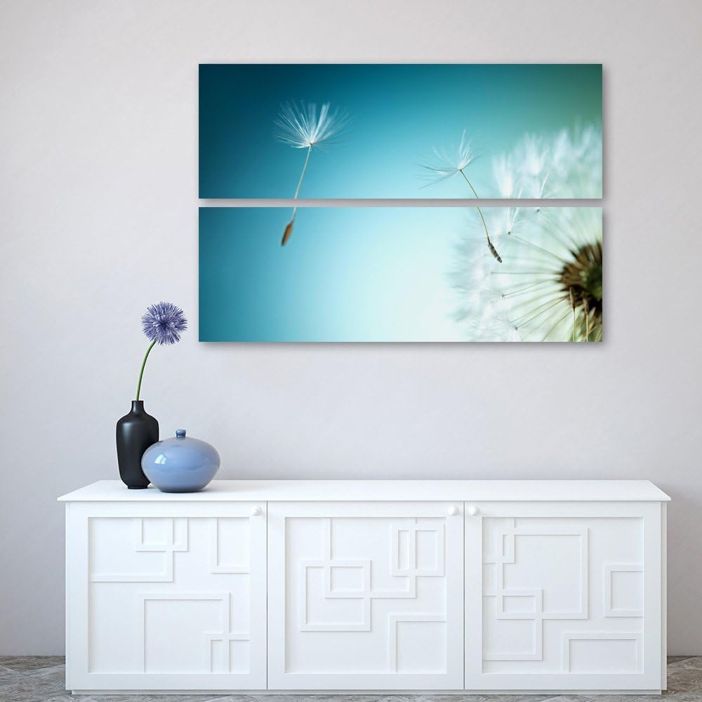 Feeby. Wandbilder - 2 Teile - 80x80 cm - rechteckige Form Bilder Kunstdrucke Deko Panel LÖWENZAHN, N