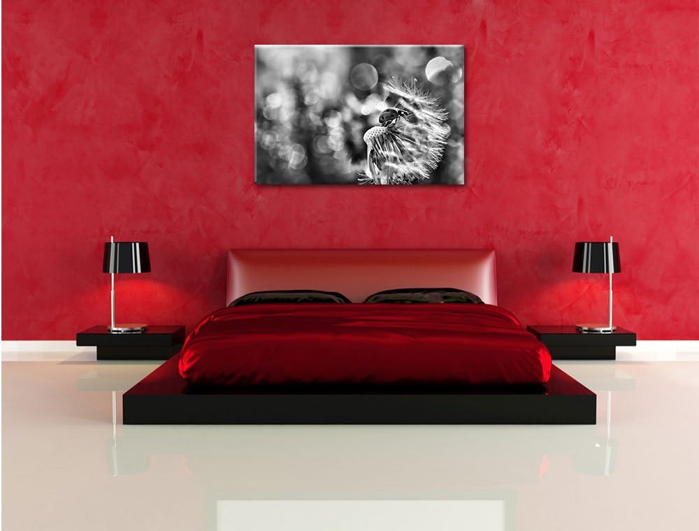Pixxprint Marienkäfer auf Pusteblume als Leinwandbild/Grösse: 100x70 cm/Wandbild/Kunstdruck/fertig b