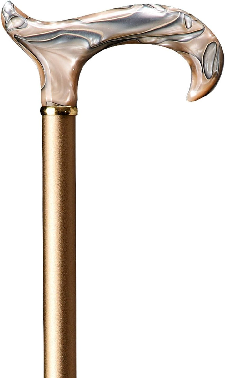 Designer Gehstock Gehhilfe Perlmutt Step-Derby beige-grau