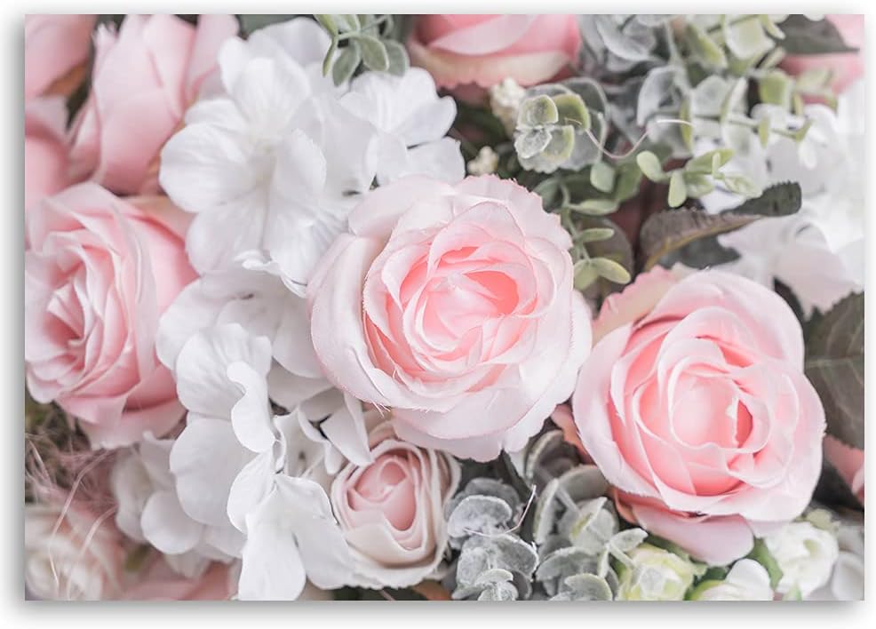 Feeby Vlies Leinwandbild Natura Rosen 80x60 cm Wand Bild Kunstdruck Deko Wohnzimmer Wohnungs Deko Bl