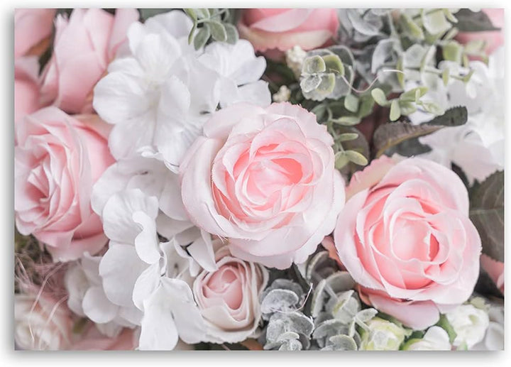 Feeby Vlies Leinwandbild Natura Rosen 80x60 cm Wand Bild Kunstdruck Deko Wohnzimmer Wohnungs Deko Bl