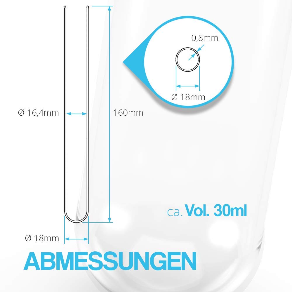 Tuuters 100x Glas Reagenzgläser mit Korken, dunkelbraun (160 x Ø18 mm), 160 x Ø18 mm