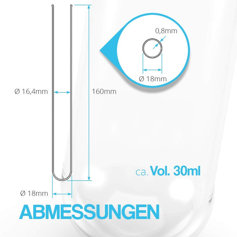 Tuuters 100x Glas Reagenzgläser mit Korken, dunkelbraun (160 x Ø18 mm), 160 x Ø18 mm