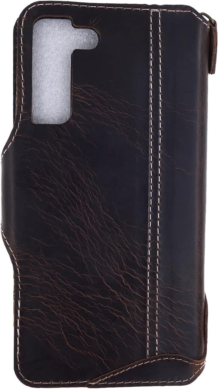 Yogurt Handyhülle für Samsung Galaxy S22+, Hülle Echtleder Case Ledertasche Lederhülle für Samsung S