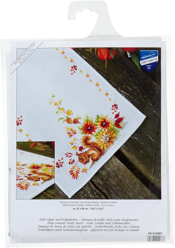 Vervaco Kreuzstichpackung Tischläufer Kreuzstich zum Auszählen, Baumwolle, weiss, 32 x 84 x 0,3 cm