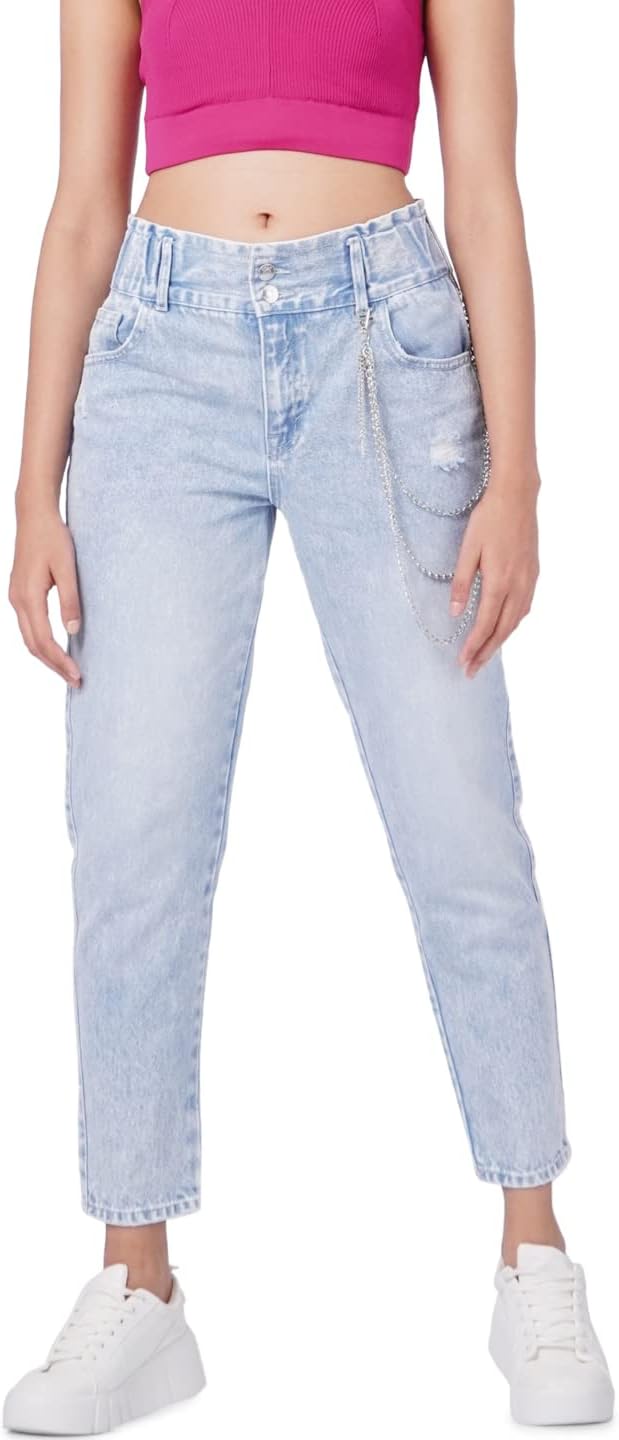 ONLY Damen Carrot High Waist Ankle Jeans Gr. 25/32 eisblau