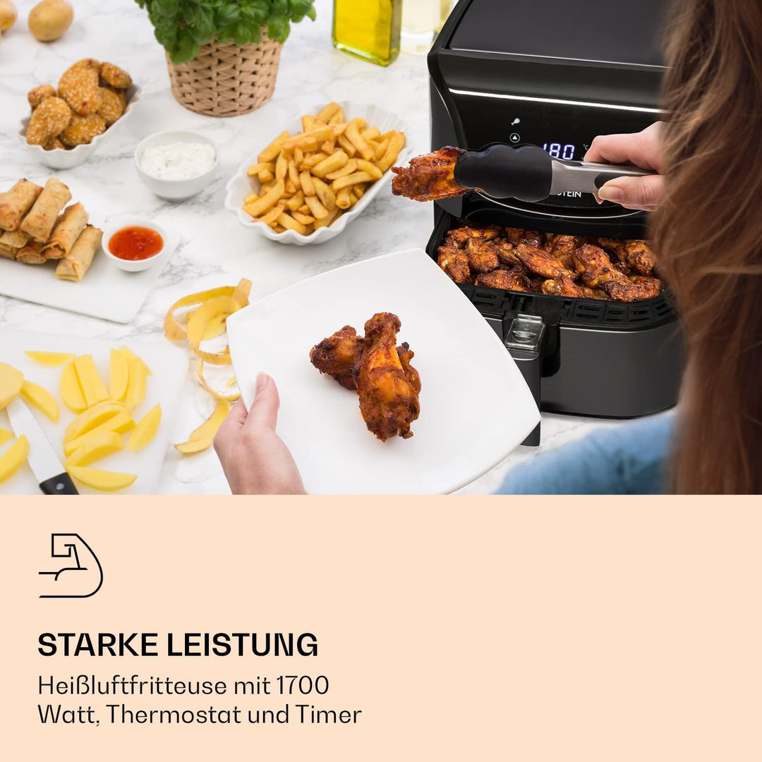 Klarstein Heissluftfritteuse, Sparsamer Airfryer, Fritteuse, Heissluft-Fritteuse für Knusprige Pomme