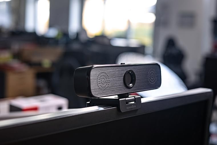 Speedlink AUDIVIS Full HD Conference Webcam – 100° Bildwinkel, integrierte Lautsprecher, schwarz