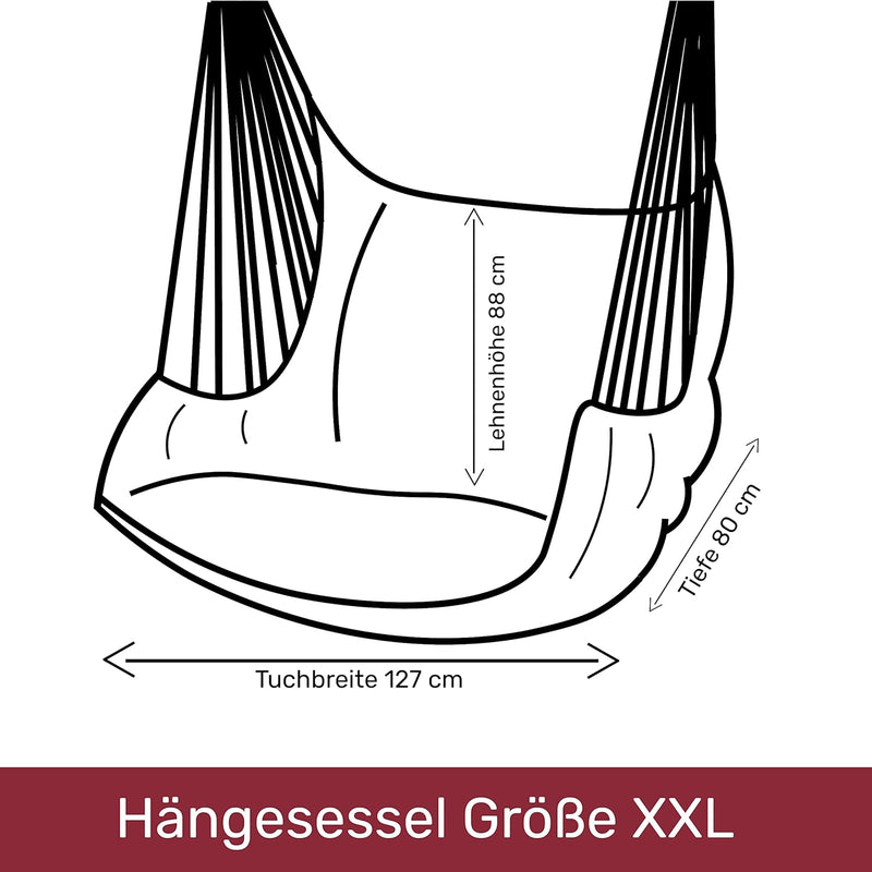 HOBEA-Germany Hängesessel Hängestuhl Hängesitz mit 2 Kissenhüllen (XXL (bis 140kg belastbar), Lappla