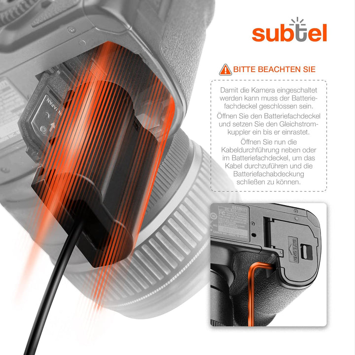 subtel® Netzteil EH-5 + EP-5B, EH-5a EH-5b EH-5c für Nikon 1 V1, D500, D600 D610, D7000 D7100 D7200