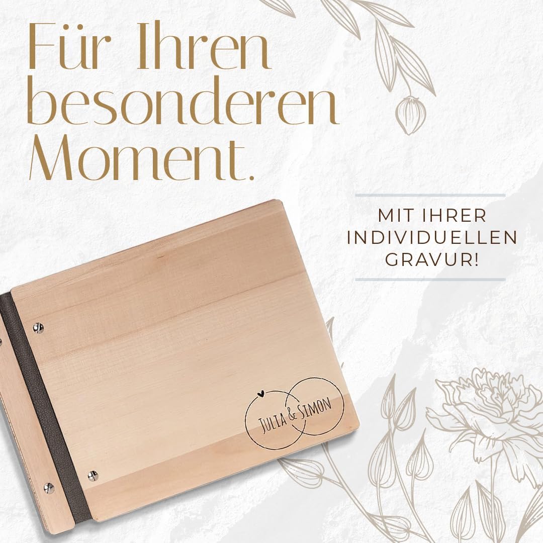 Hochzeitideal – Personalisierbares Gästebuch Hochzeit Adri E14 mit 40 Seiten I Hochzeit Gästebuch au