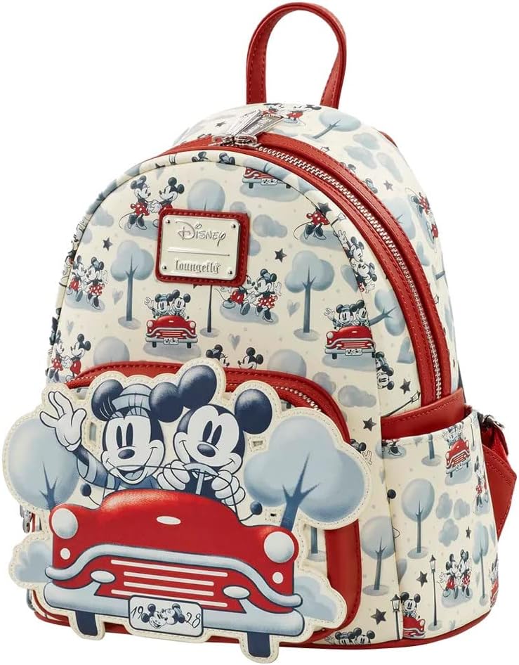 Loungefly Disney Mickey & Minnie Springtime Car Ride Mini Rucksack Exklusiv, Sepia, Mini, Mini Rucks