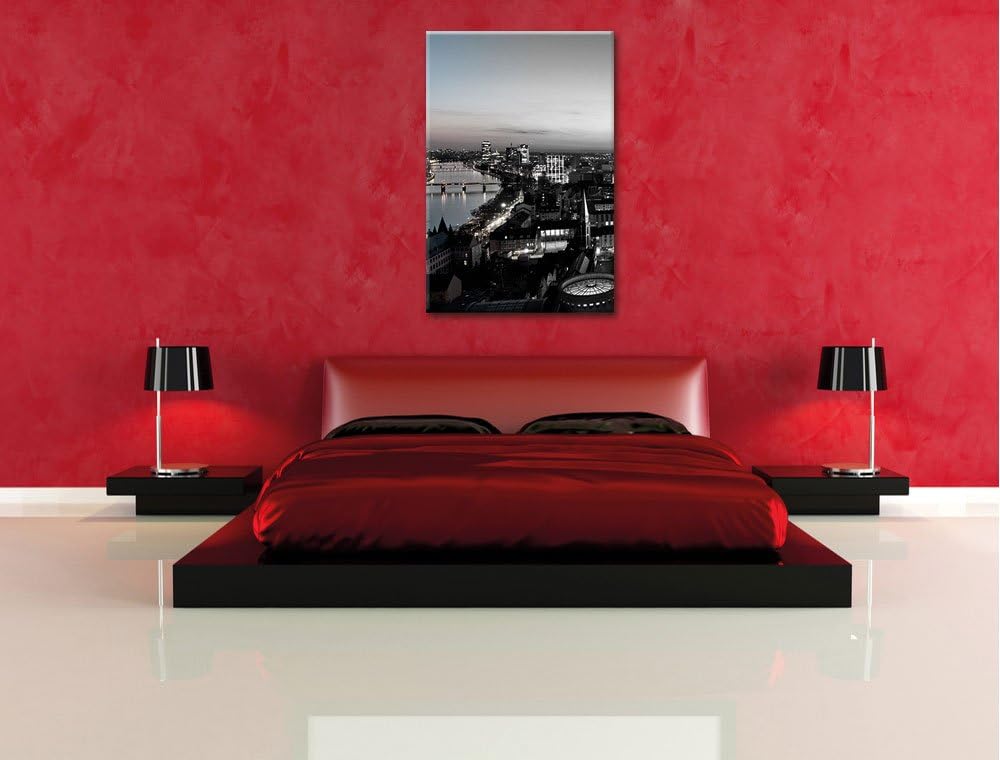 Pixxprint Frankfurter Skyline bei Sonnenuntergang schwarz/weiss, Format: 70x100 auf hochkantiges Lei