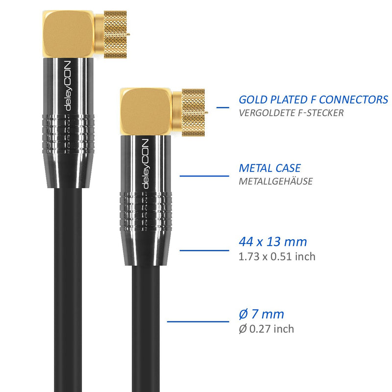 deleyCON 20m SAT Antennenkabel HDTV Satellitenkabel Koaxialkabel 2x Gewinkelt - F-Stecker (90° Grad)