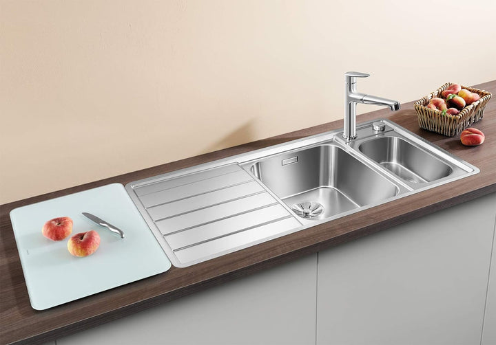 BLANCO AXIS III 6 S-IF | Edelstahl | Einbauart: Einbau von Oben & Flächenbündig | Hauptbecken links