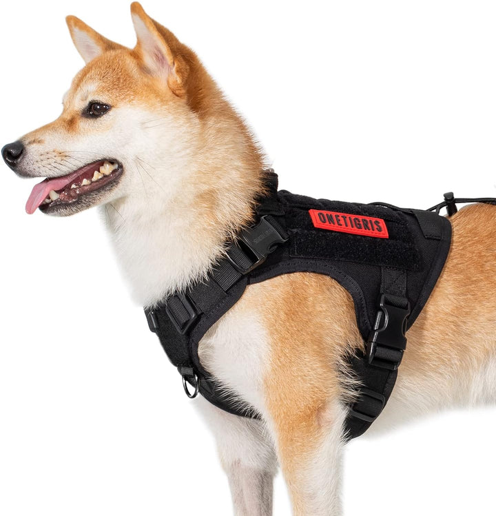 OneTigris Fire Watcher 2.0 Molle Hundegeschirr mit Griff und Schnalle aus Metall M Schwarz, M Schwar