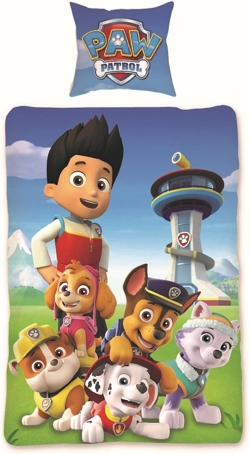 Familando Wende Bettwäsche-Set Paw Patrol, 135x200 cm 80x80 cm, 100% Baumwolle, Linon Kinder-Bettwäs