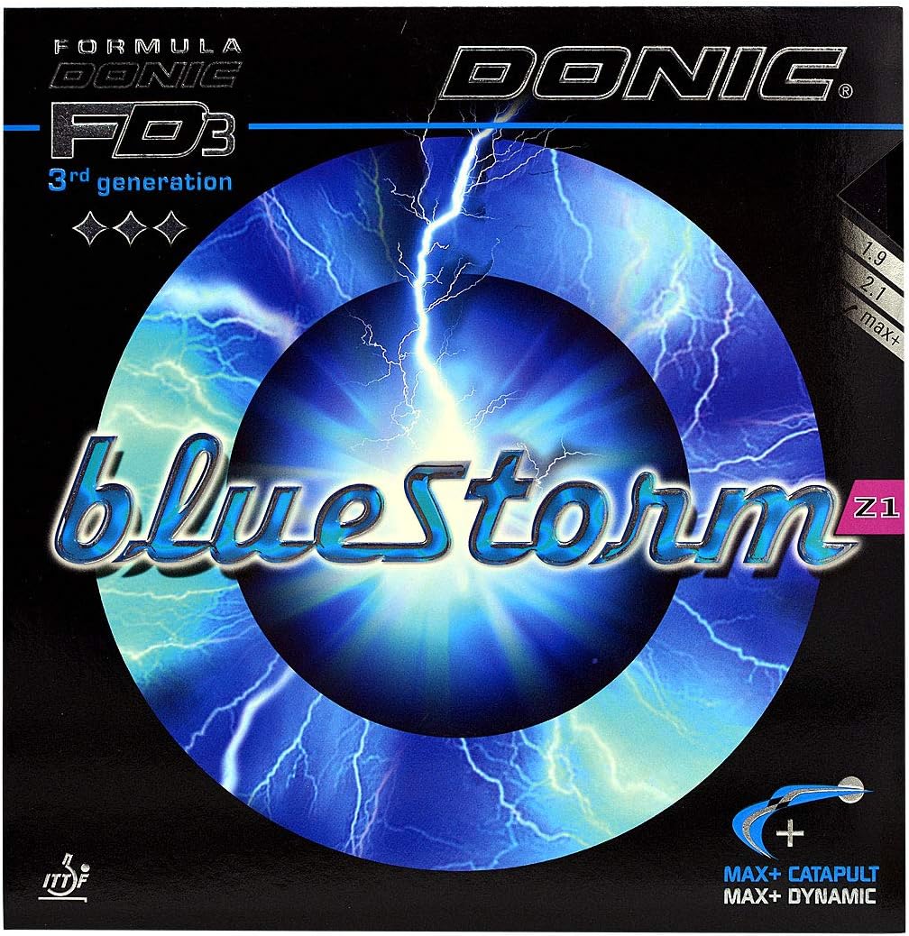 DONIC Bluestorm Z1 Tischtennisgummi Schwarz Max+, Schwarz Max+