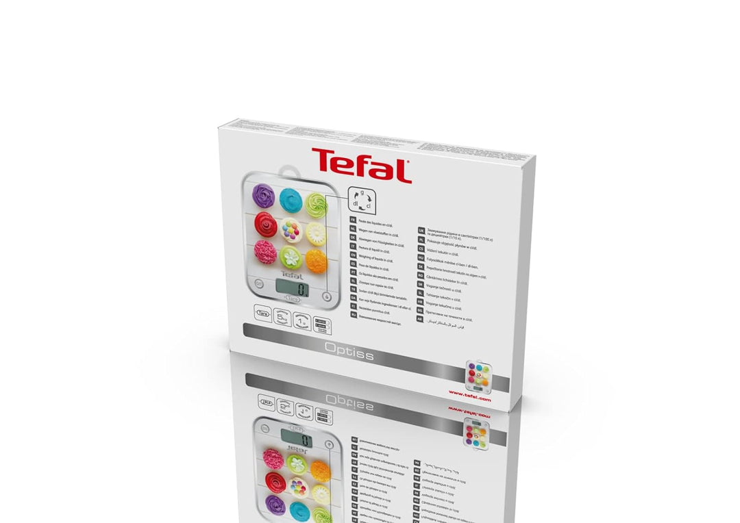 Tefal Optiss Decor Küchenwaage, Kapazität 5 kg, Gramm, Flüssigkeitsfunktion, Tara-Funktion, grosse P