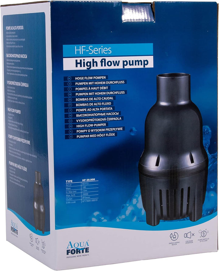 AquaForte HighFlow 20.000 Teichpumpe, 100 Watt, Max. Fördermenge 20 m3 pro Stunde, Förderhöhe 2,5 m,