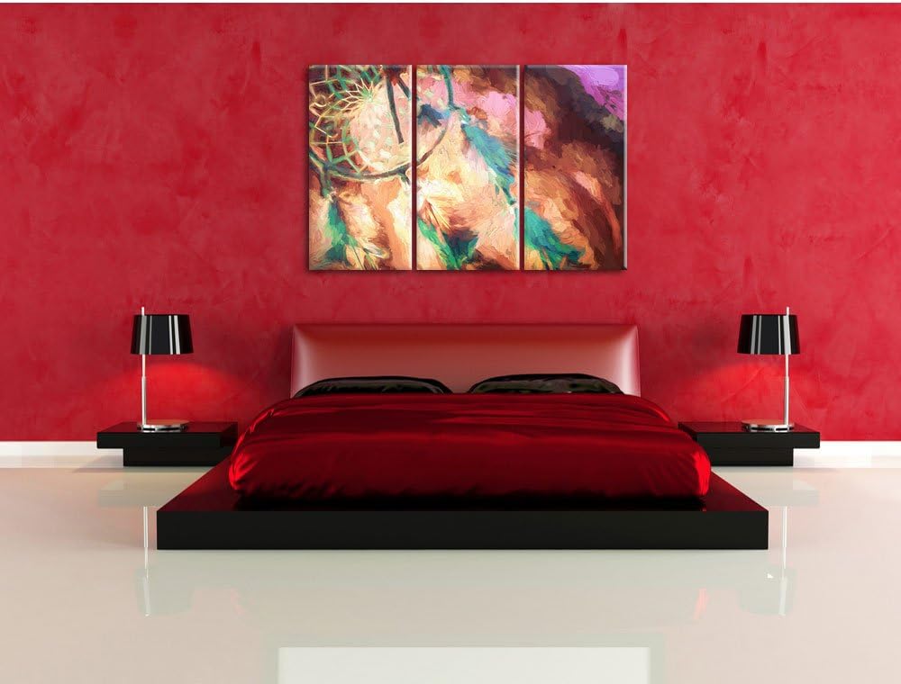 Pixxprint Traumfänger als Leinwandbild | Grösse: 3 Teilig (120x80) | Wandbild| Kunstdruck | fertig b