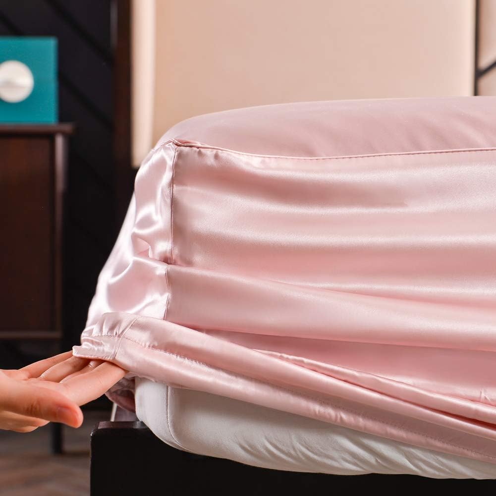 THXSILK Seide Spannbettlaken Spannbetttücher Seide Bettlaken 100% Maulbeerseide 19 Momme mit Rundumg