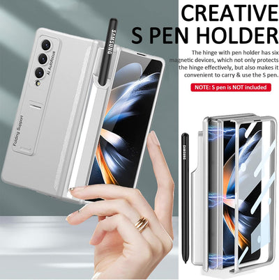 Miimall Kompatibel mit Samsung Galaxy Z Fold 3 Hülle mit Stifthalter Scharnierschutz, Z Fold 3 Hülle