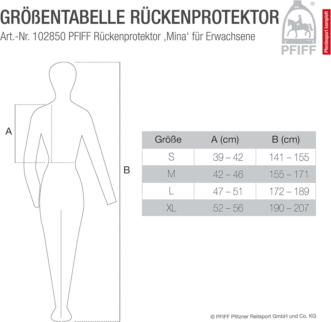 PFIFF Rückenprotektor Mina, Sicherheitsreitweste, Reiten, Erwachsene Kinder S-XL L Erwachsene, L Erw