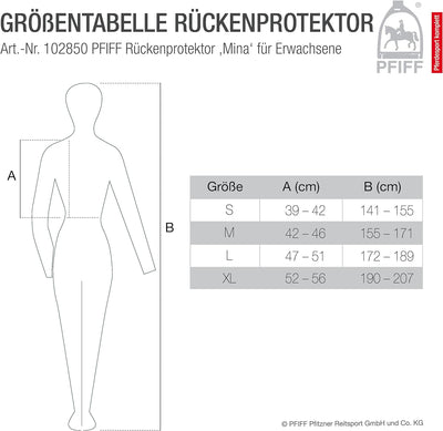 PFIFF Rückenprotektor Mina, Sicherheitsreitweste, Reiten, Erwachsene Kinder S-XL L Erwachsene, L Erw