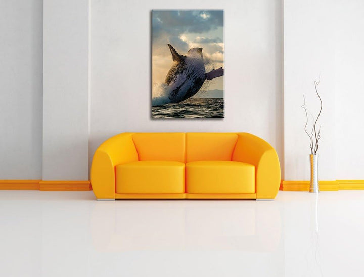 Buckelwale Kanada, Format: 100x70 auf Leinwand, XXL riesige Bilder fertig gerahmt mit Keilrahmen, Ku