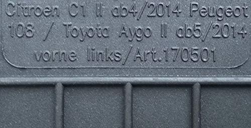 Fussmatten Vorne, Hinten + Tunnel Matte 5er Set für Toyota Aygo 2 ab 2014 Gummi Gummimatten Vorne, H