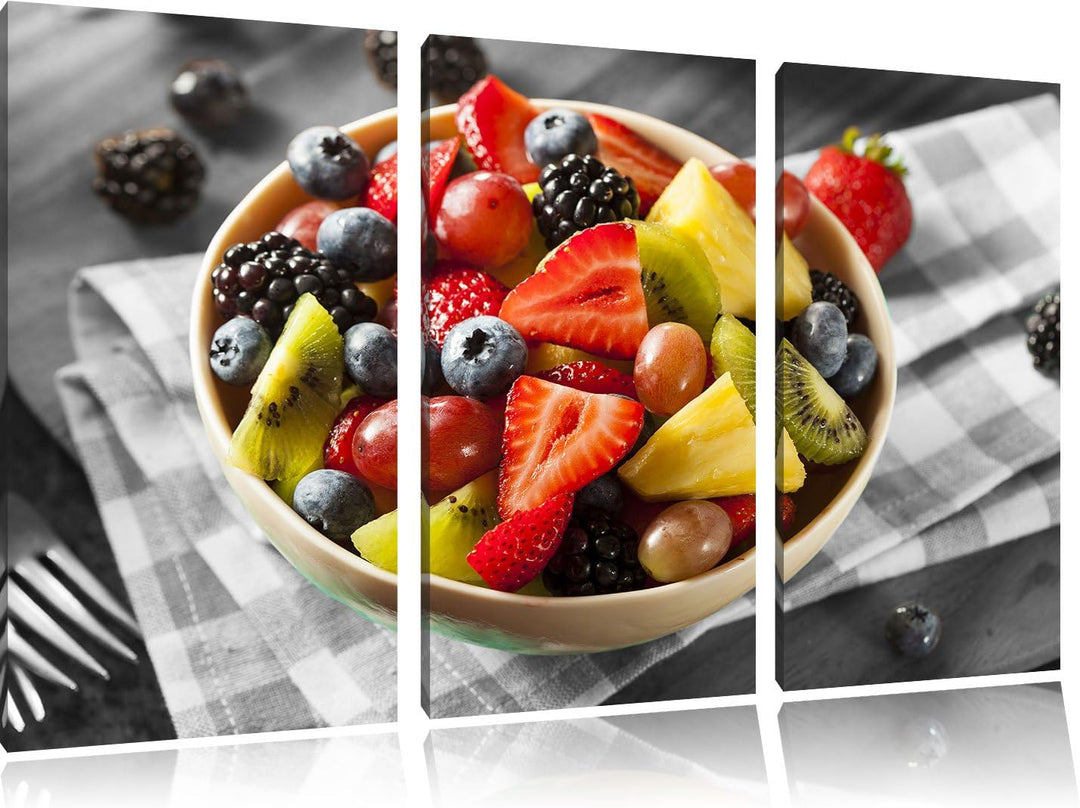 Pixxprint Gesunde Obstvielfalt / 3-Teilig/Gesamtmass 120cm Leinwandbild bespannt auf Holzrahmen/Wand