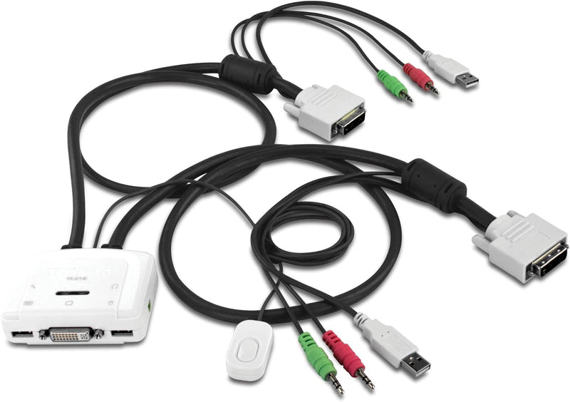 TRENDnet TK-214i 2-Port DVI USB KVM Switch und Kabel Kit mit Audio (Verwaltung von zwei PCs, USB 2.0