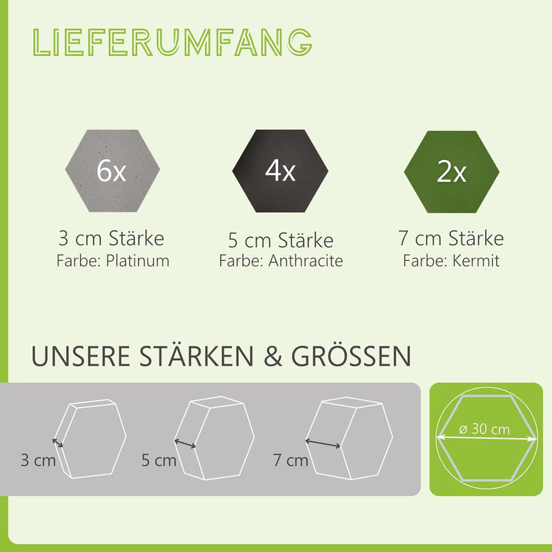 platino24 Akustikpaneele 12 Elemente Edition LOFT 3D I Ø 300mm Akustikplatten Schalldämmung Wand & D