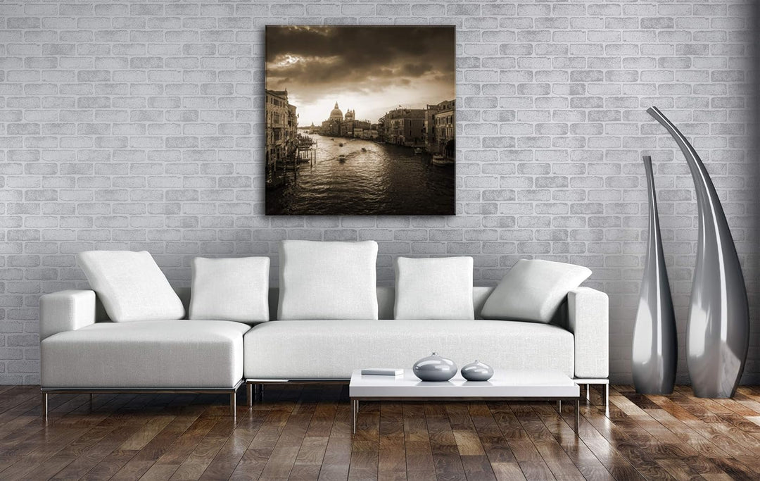 deyoli Flusslauf in Venedig Format: 70x70 Effekt: Sepia als Leinwandbild, Motiv fertig gerahmt auf E