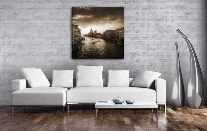 deyoli Flusslauf in Venedig Format: 70x70 Effekt: Sepia als Leinwandbild, Motiv fertig gerahmt auf E