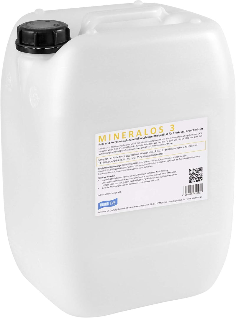 MINERALOS 3 Dosierlösung 20 Liter (Alternative zu BWT Mineralstoff Quantophos F3 / Impulsan H3), 20