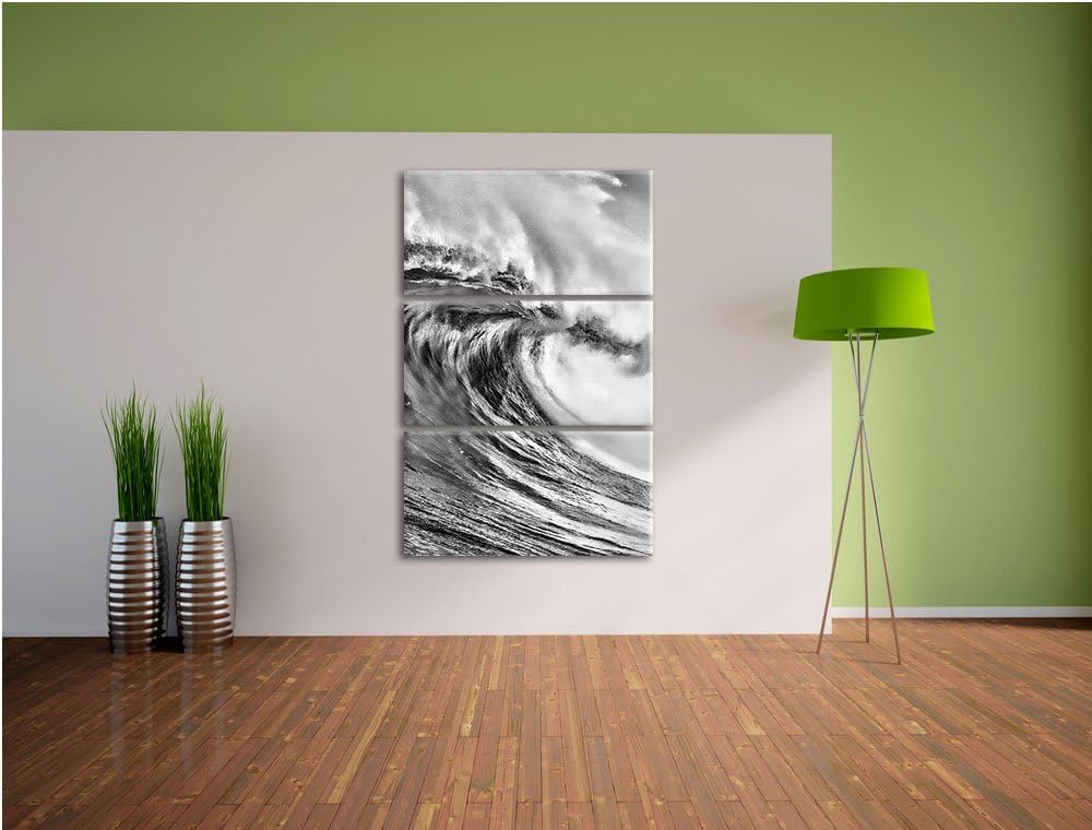 Pixxprint Atemberaubende Welle als Leinwandbild/Grösse: 3 Teilig (120x80) cm/Wandbild/Kunstdruck/fer