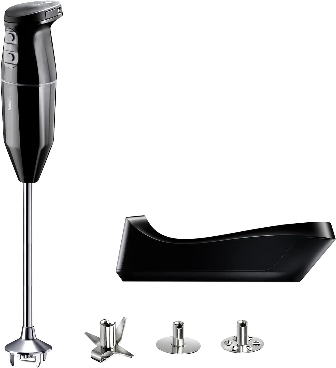 bamix Stabmixer Set cordless PRO kabellos, extra lange Achse, inkl. Messer, Quirl, Schlagscheibe aus