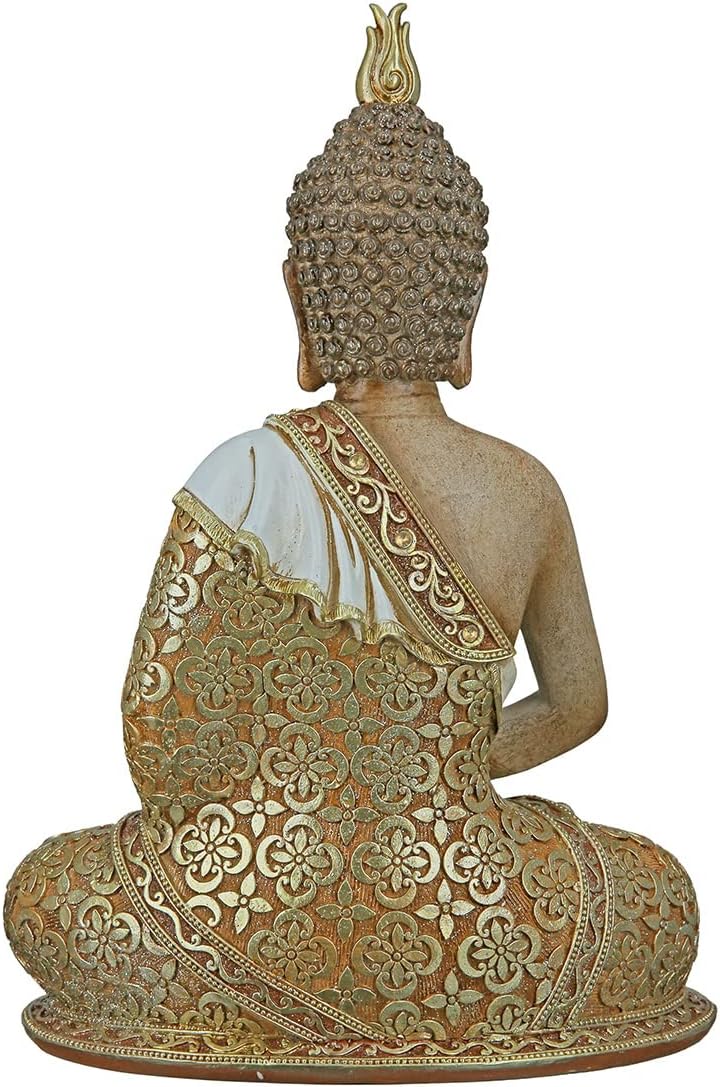 GILDE Deko Figur Skulptur Buddha - sitzend - Dekoration Wohnzimmer - Farben: Braun Gold - Höhe 29 cm