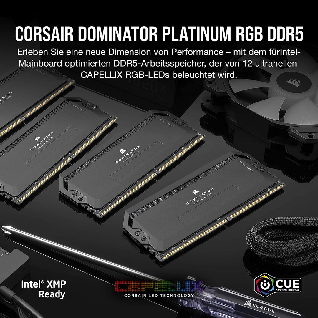 Corsair DOMINATOR PLATINUM RGB DDR5 RAM 64GB (2x32GB) 6000MHz CL30 Intel XMP iCUE Kompatibel Compute