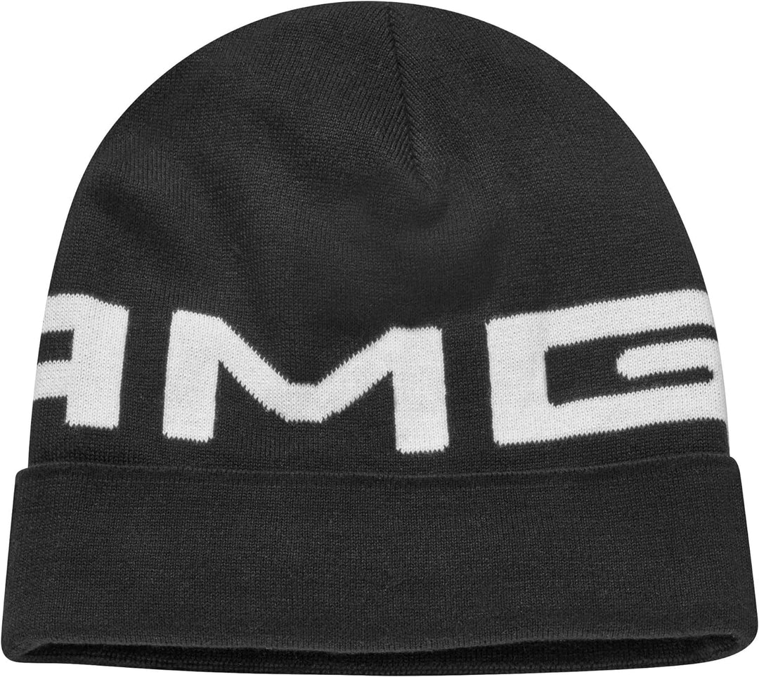 Mercedes-Benz AMG Strickmütze, 100 % Baumwolle, Schwarz und Stickerei, AMG Weiss, offizielle Kollekt