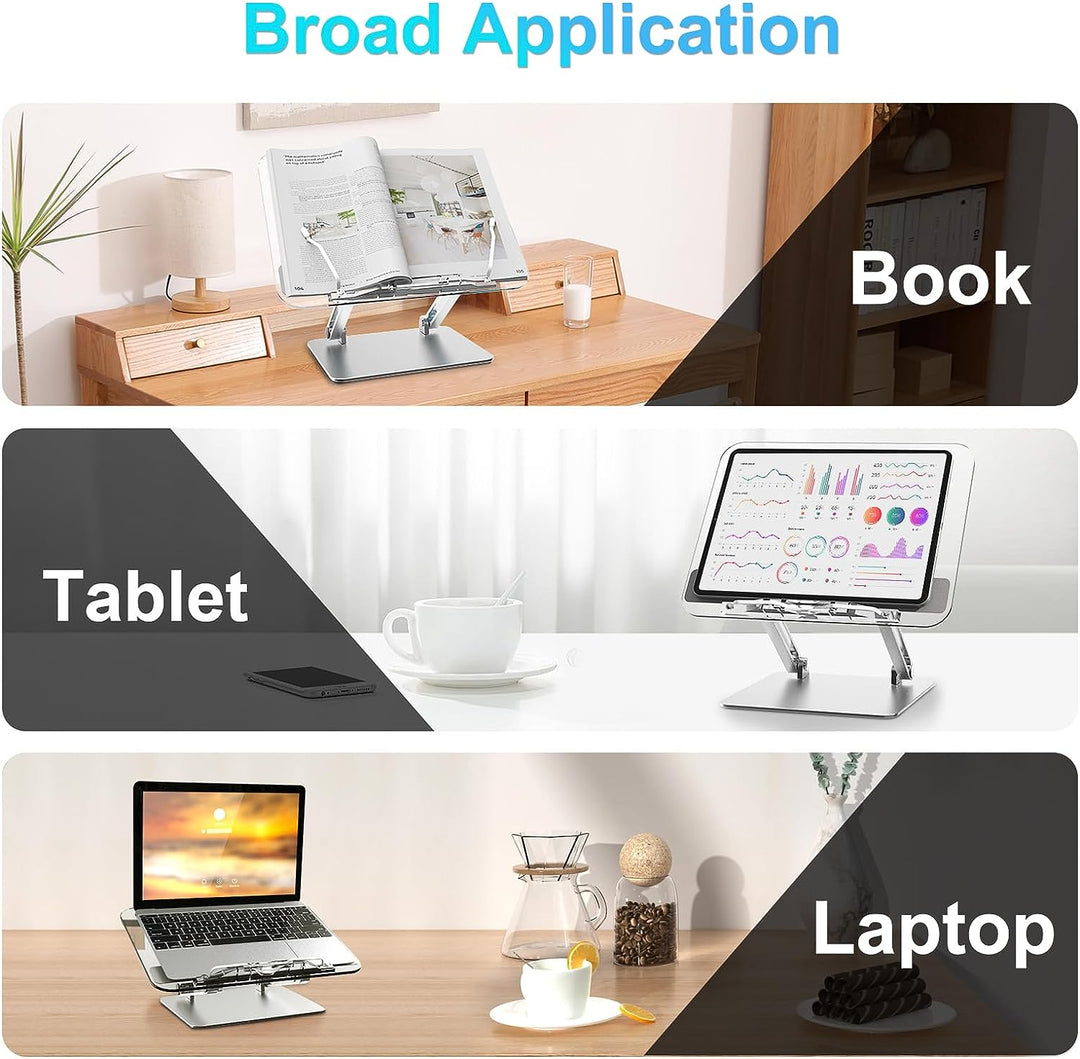 Buchständer, Aluminium und Acryl Kochbuch Schreibtisch Leseständer, Verstellbar & Faltbar Buchhalter