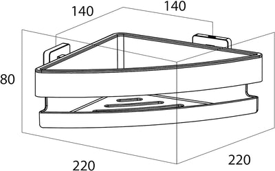 Tiger Dock Duschkorb, Premium-Duschablage aus gebürstetem Edelstahl, Eckversion, mit herausnehmbaren