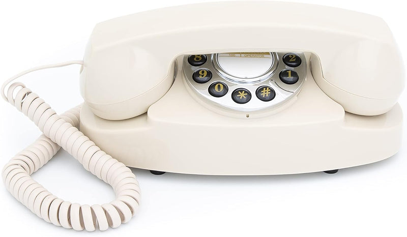 ProTelX Audrey Retro Telefon mit Tasten, 1950er-Jahre-Design Elfenbeinfarben, Elfenbeinfarben