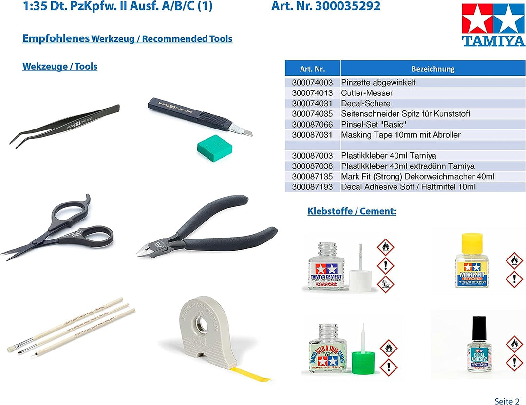 TAMIYA 300035292 300035292-1:35 WWII Deutsche Panzerkampfwagen II Ausführung A/B/C (1),originalgetre