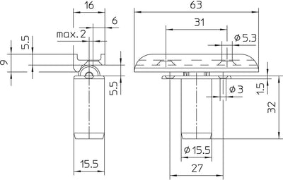 GEZE 17464 Rollenschnapper verstellbar, Kunststoff, Weiss