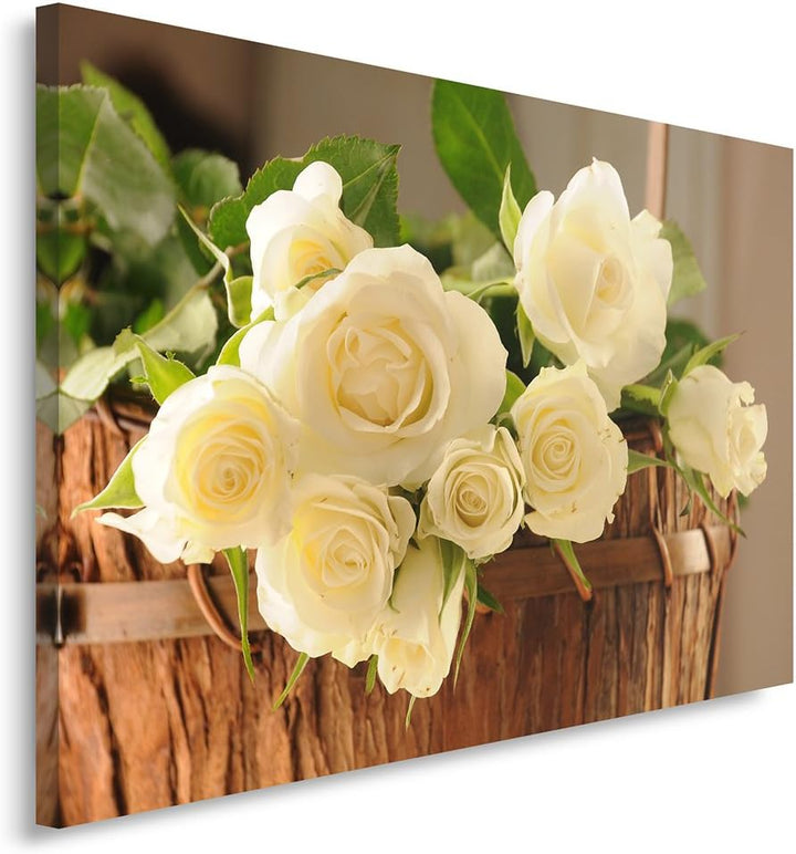 Feeby Frames, Leinwandbild, Bilder, Wand Bild, Wandbilder, Kunstdruck 60x80cm, STRAUss, ROSEN, KORB,